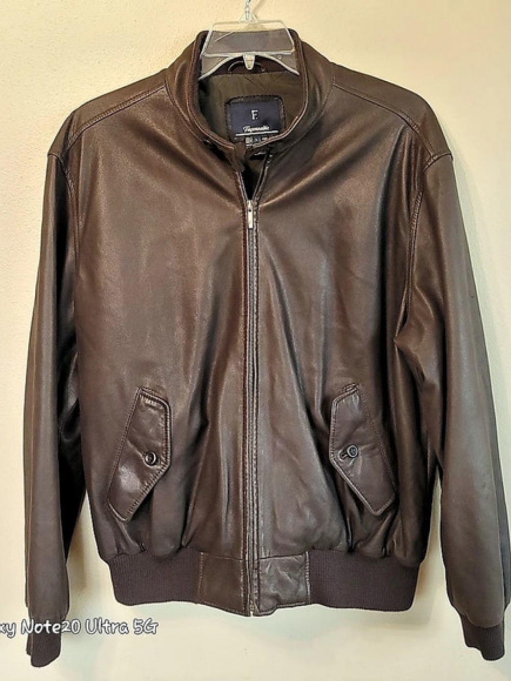 Faconnable Brown Lambskin Leather Bomber Jacket France Premium Luxury Men's L